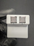 Solid 925 Sterling Silver VVS D Moissanite 9.0mm Pointed Square Stud Earrings