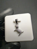 Solid 925 Sterling Silver Iced Out VVS D Moissanite Dainty Dog Pendant