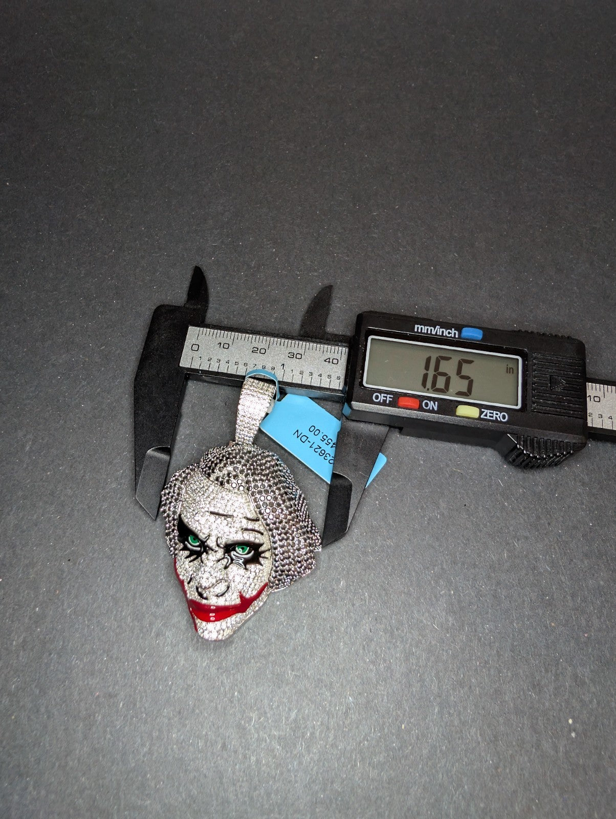 Solid 925 Sterling Silver Icy Black and White Moissanite Joker Enamel Pendant