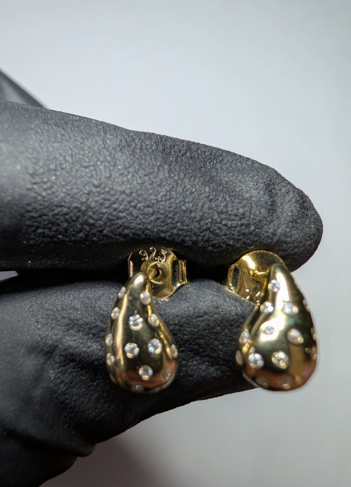 Gold over 925 Sterling Silver Teardrop Moissanite Stud Earrings