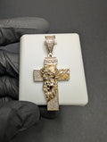 Gold over 925 Sterling Silver VVS D Moissanite Medium Jesus Piece Cross Pendant