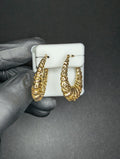 Vintage Israel 14k Yellow Gold Scalloped Hoops