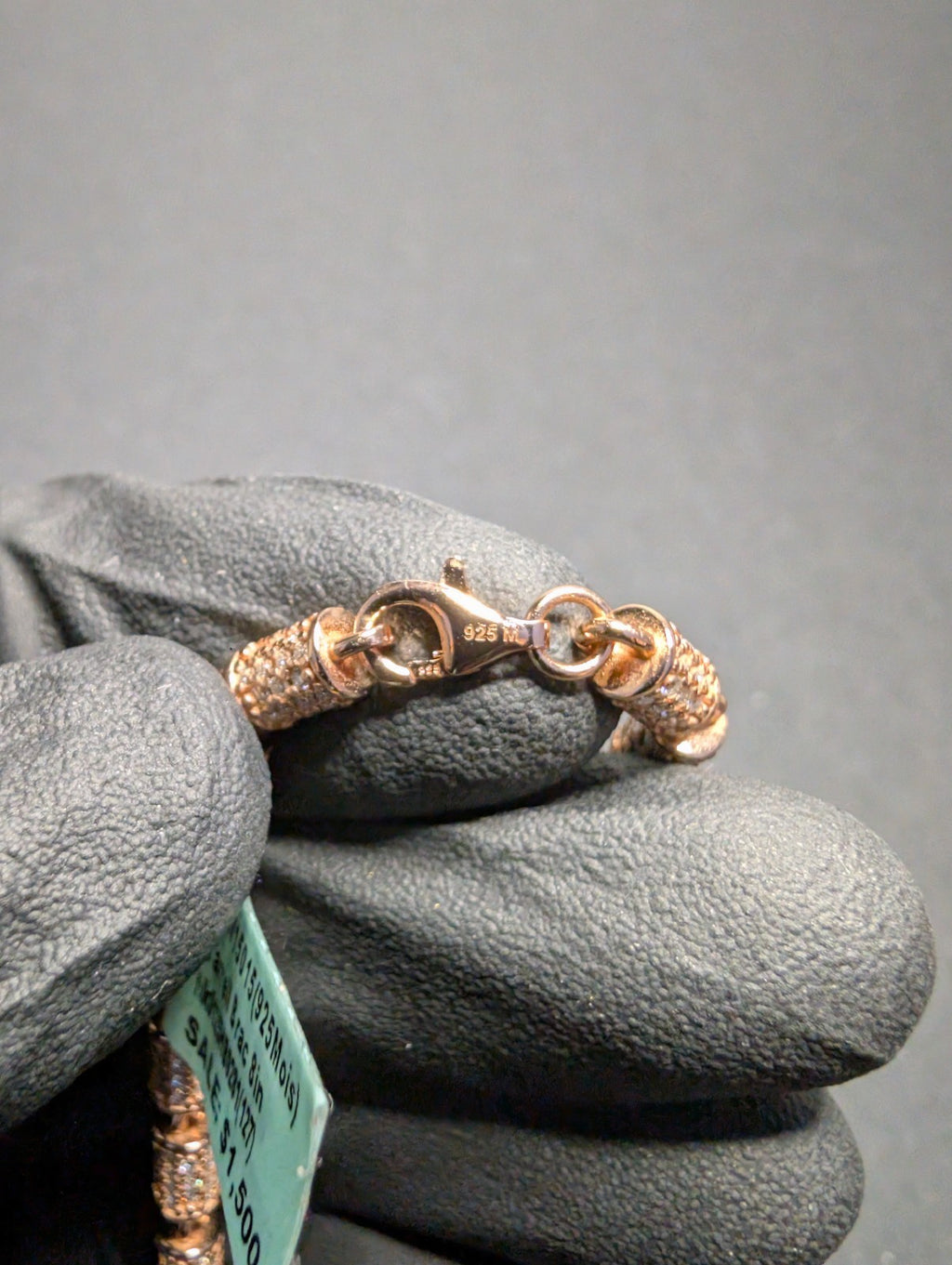 Rose Gold over Solid 925 Silver VVS D Moissanite 8" 4.8mm Barrel Bracelet