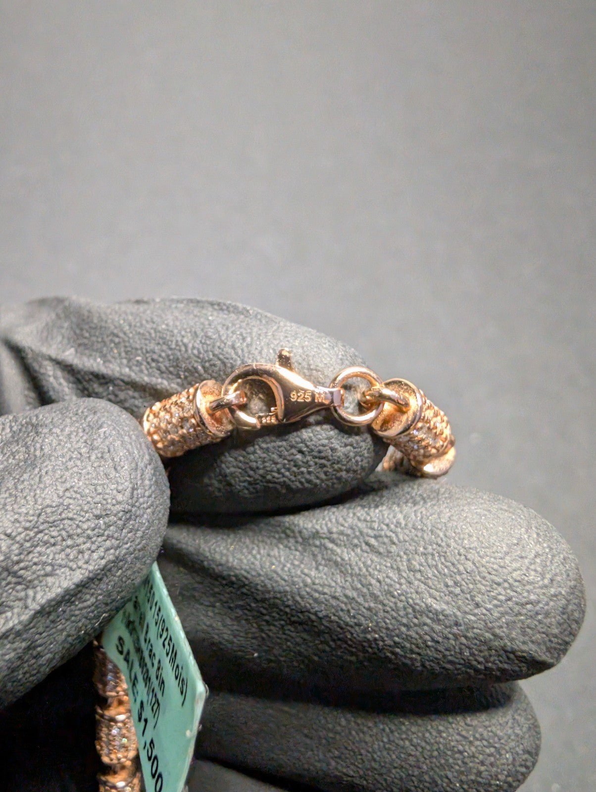 Rose Gold over Solid 925 Silver VVS D Moissanite 8" 4.8mm Barrel Bracelet