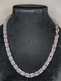 Semi Solid 925 Sterling Silver 7.2mm 22'' Thick Square Byzantine Necklace
