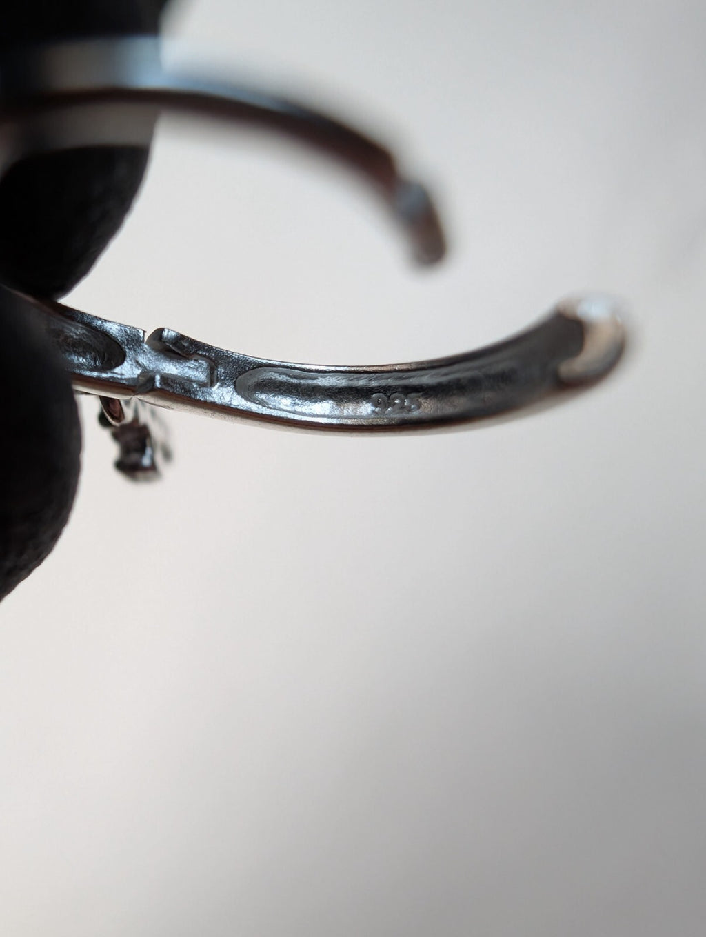Solid 925 Sterling Silver Icy Huggie / Hoop Earrings with Dangle Cross