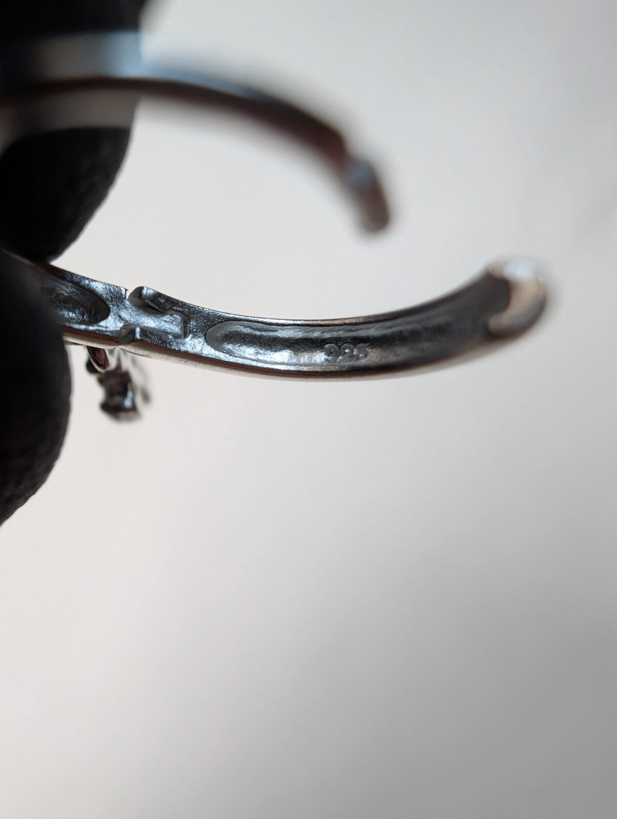 Solid 925 Sterling Silver Icy Huggie / Hoop Earrings with Dangle Cross