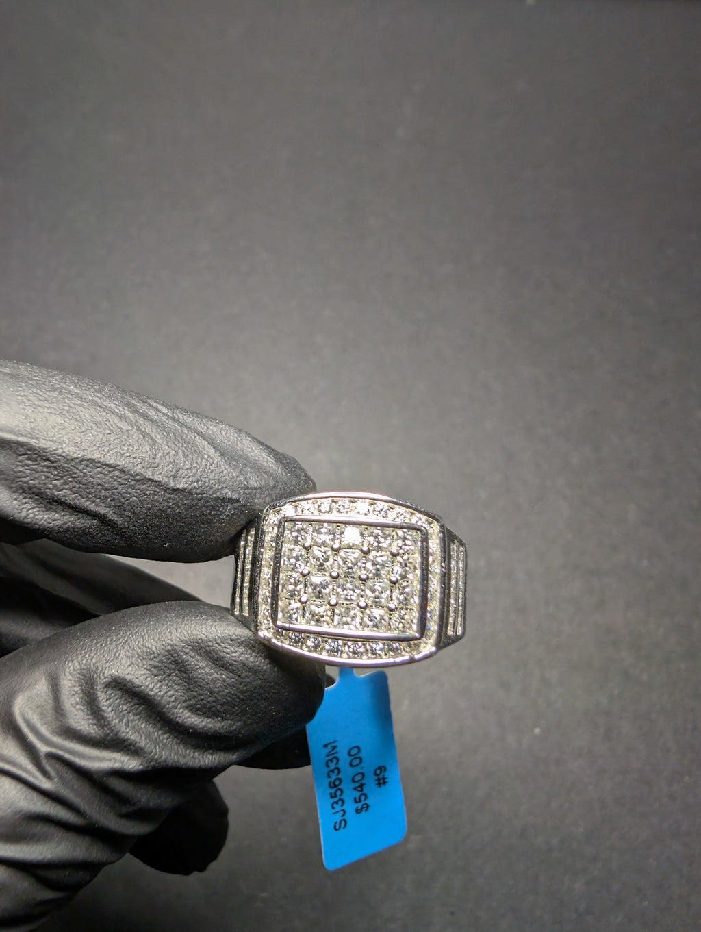 Solid 925 Sterling Silver VVS D Princess Cut Moissanite Cluster Ring Size 9