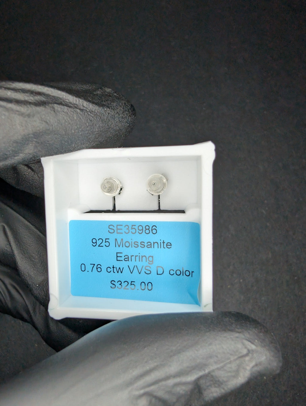 Solid 925 Sterling Silver Black and White VVS D Moissanite Cheetah Stud Earrings
