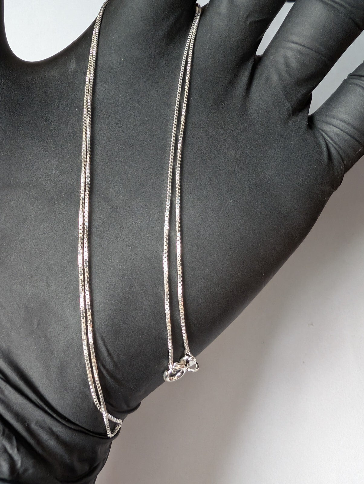 Solid 925 Italian Sterling Silver 0.8mm 24" Box Chain Necklace 