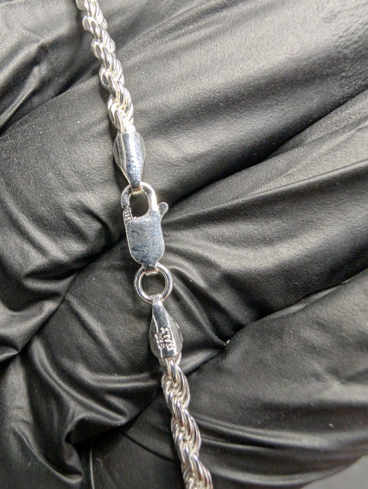 Solid 925 Italian Sterling Silver 2.8mm 24'' Rope Chain Necklace