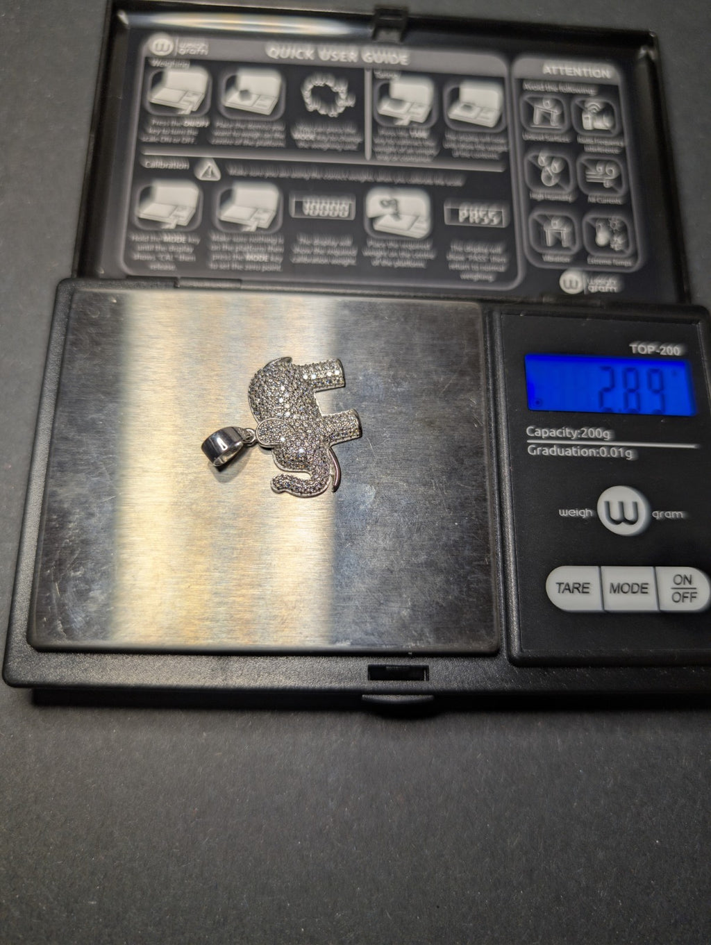 Solid 925 Sterling Silver Iced Out VVS D Moissanite Elephant Pendant