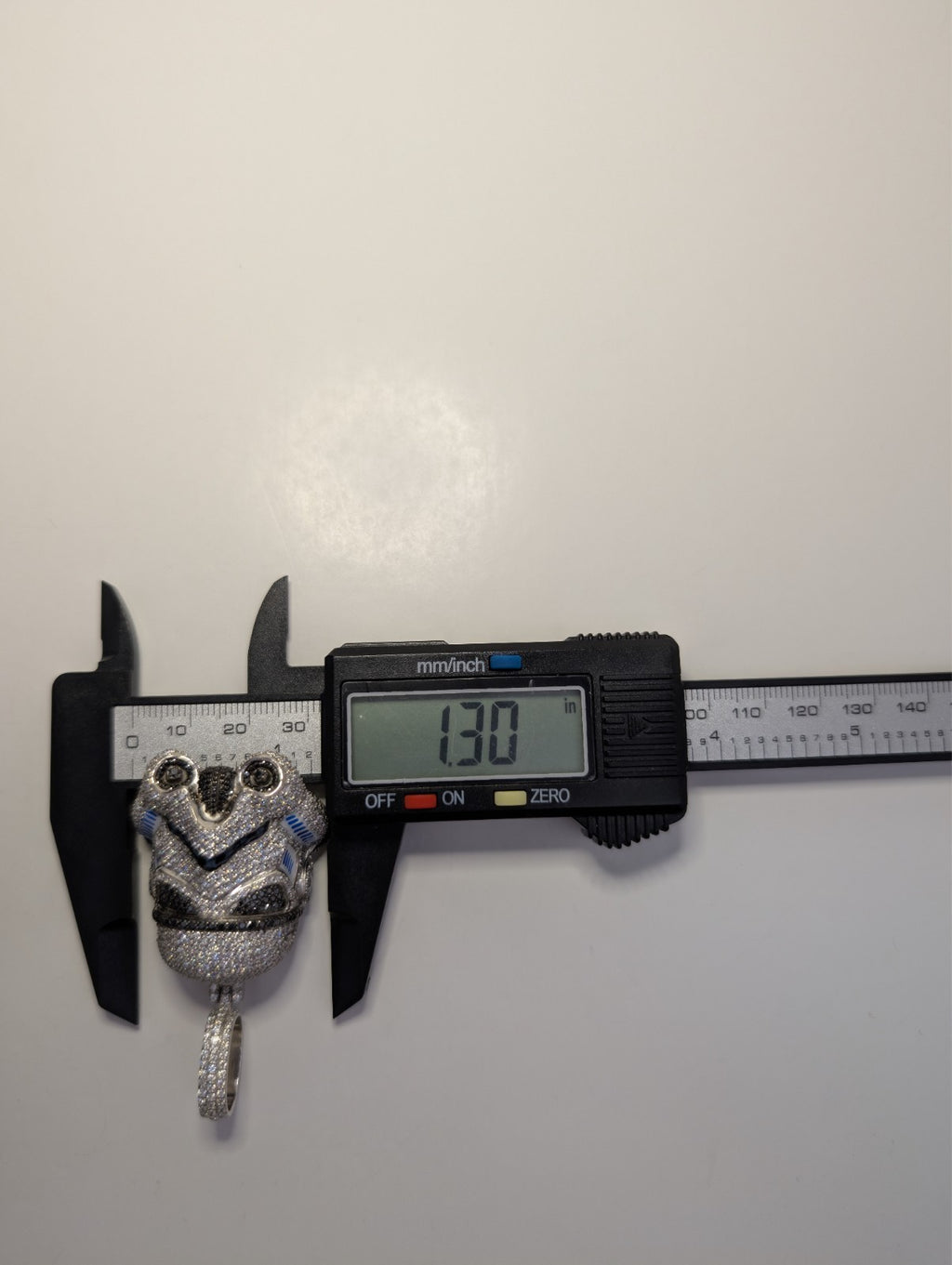 Solid 925 Silver IGL Certified Black and White Moissanite Stormtrooper Pendant