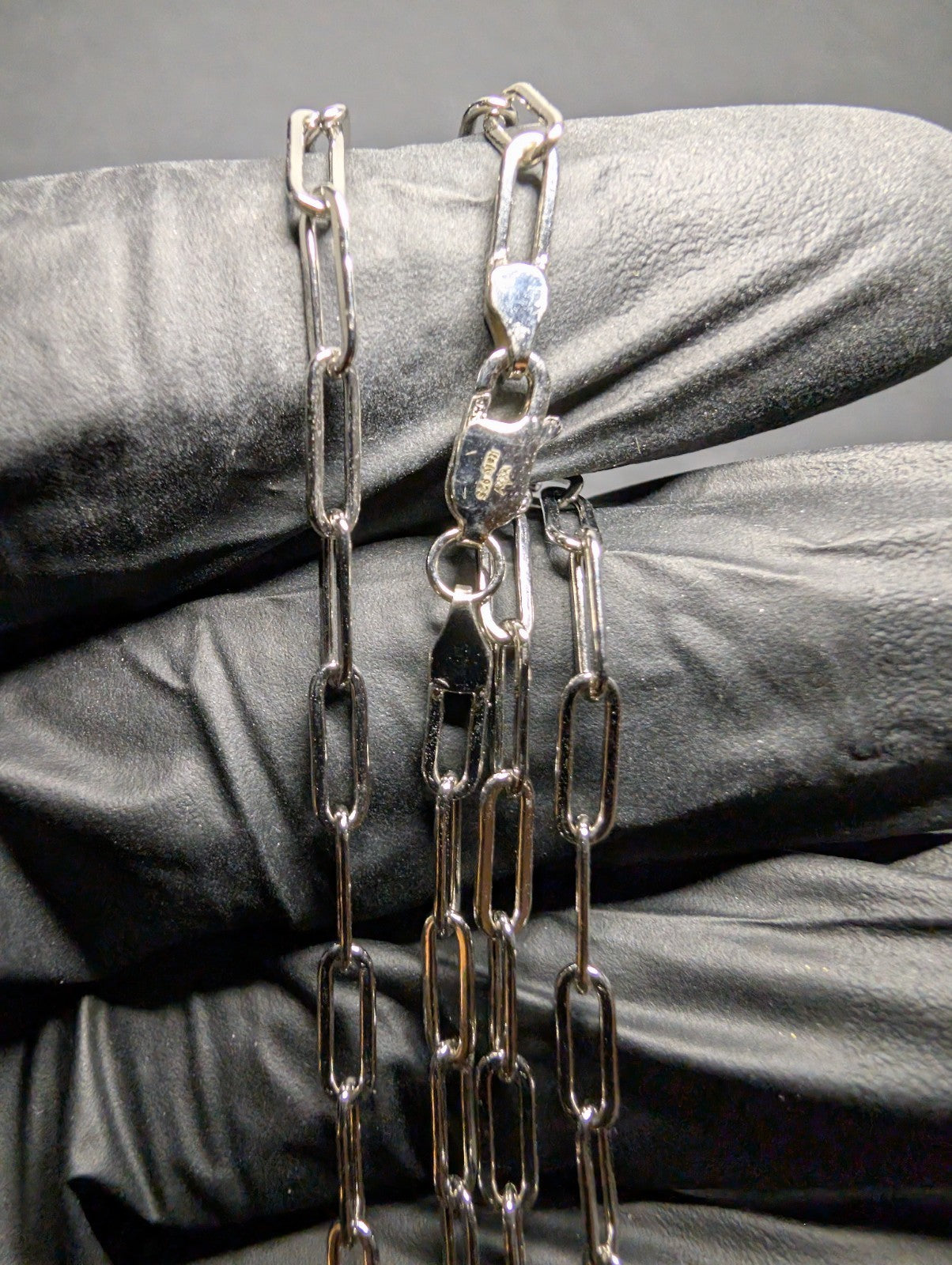 Solid 925 Italian Sterling Silver 18in 3.2mm Paperclip Chain Necklace