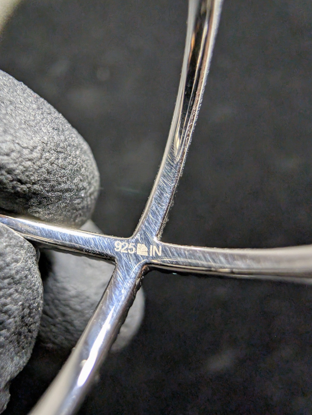 Solid 925 Sterling Silver "X" Crossover Blue Diamond Orbit Ring Size 7