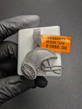 Solid 925 Silver Black and White VVS D Moissanite Football Helmet Pendant