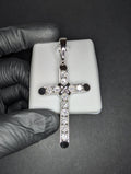 Solid 925 Sterling Silver Iced Out VVS D Color Moissanite X Tennis Cross Pendant
