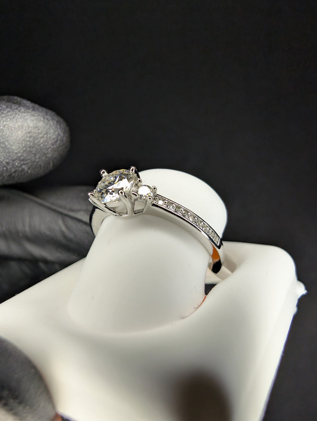 Solid 925 Silver VVS D Moissanite Past Present Future Half Eternity Ring Size 7
