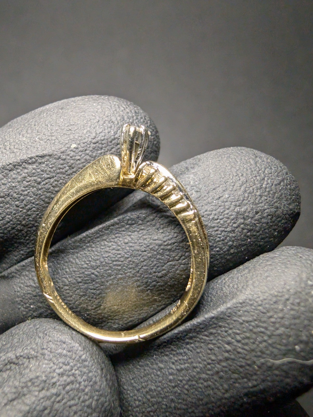 "Keepsake" Solid 10k Yellow Gold Marquise Shaped Diamond Cluster Ring size 7