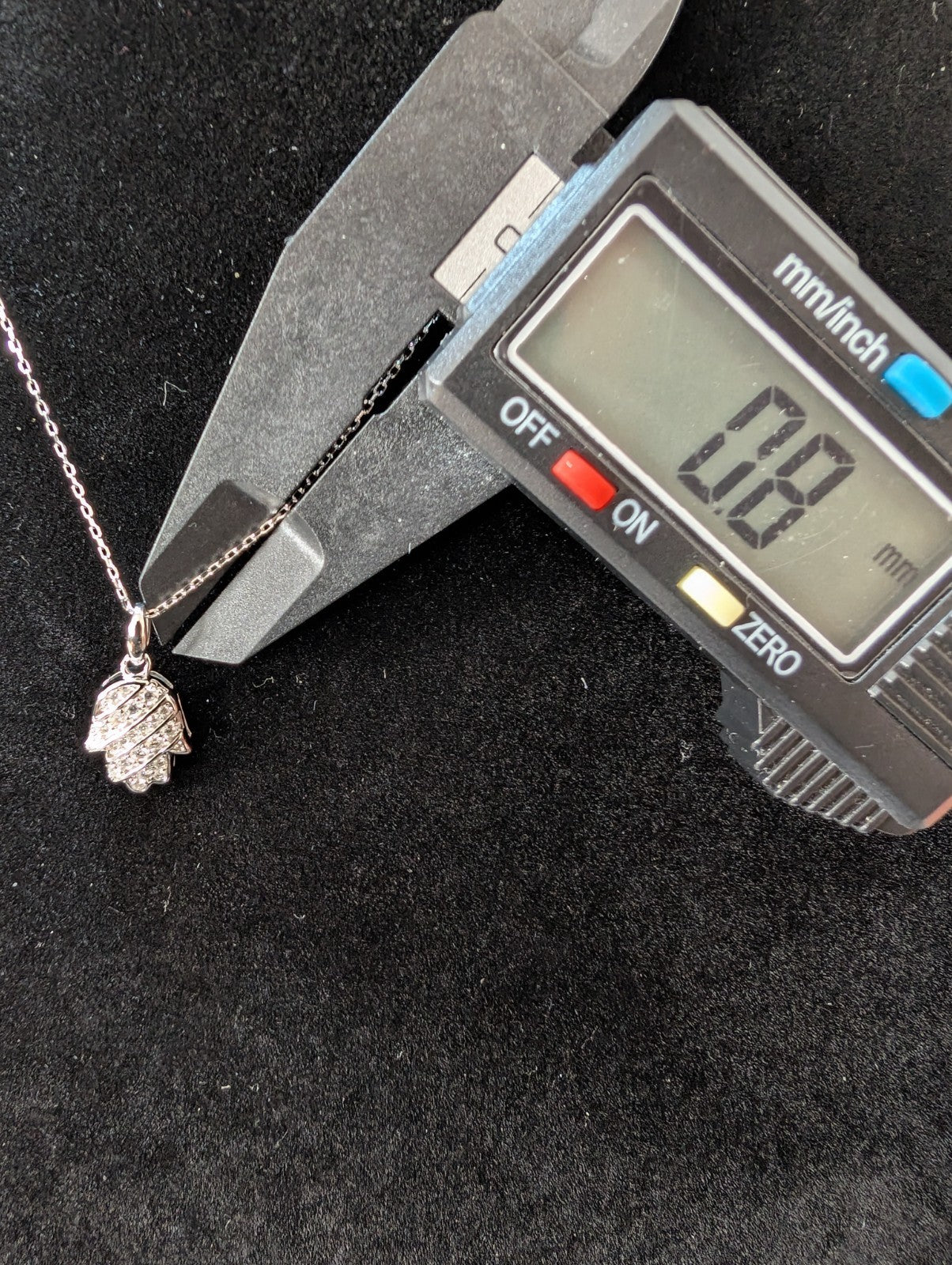 Solid 925 Sterling Silver Moissanite Hamsa Pendant and 16in-18in Anchor Necklace