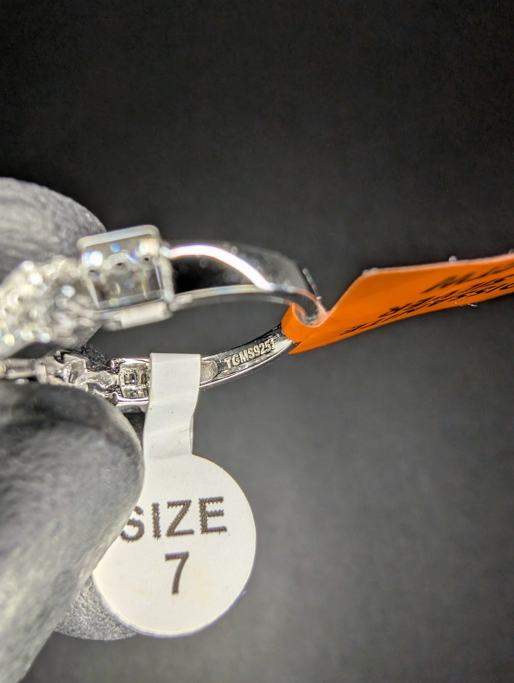 Solid 925 Silver Baguette and Round Moissanite Alternating Clusters Ring Size 7