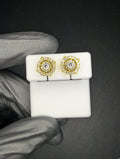 Gold over 925 Sterling Silver VVS D Moissanite 9.3mm Step Up Double Halo Studs