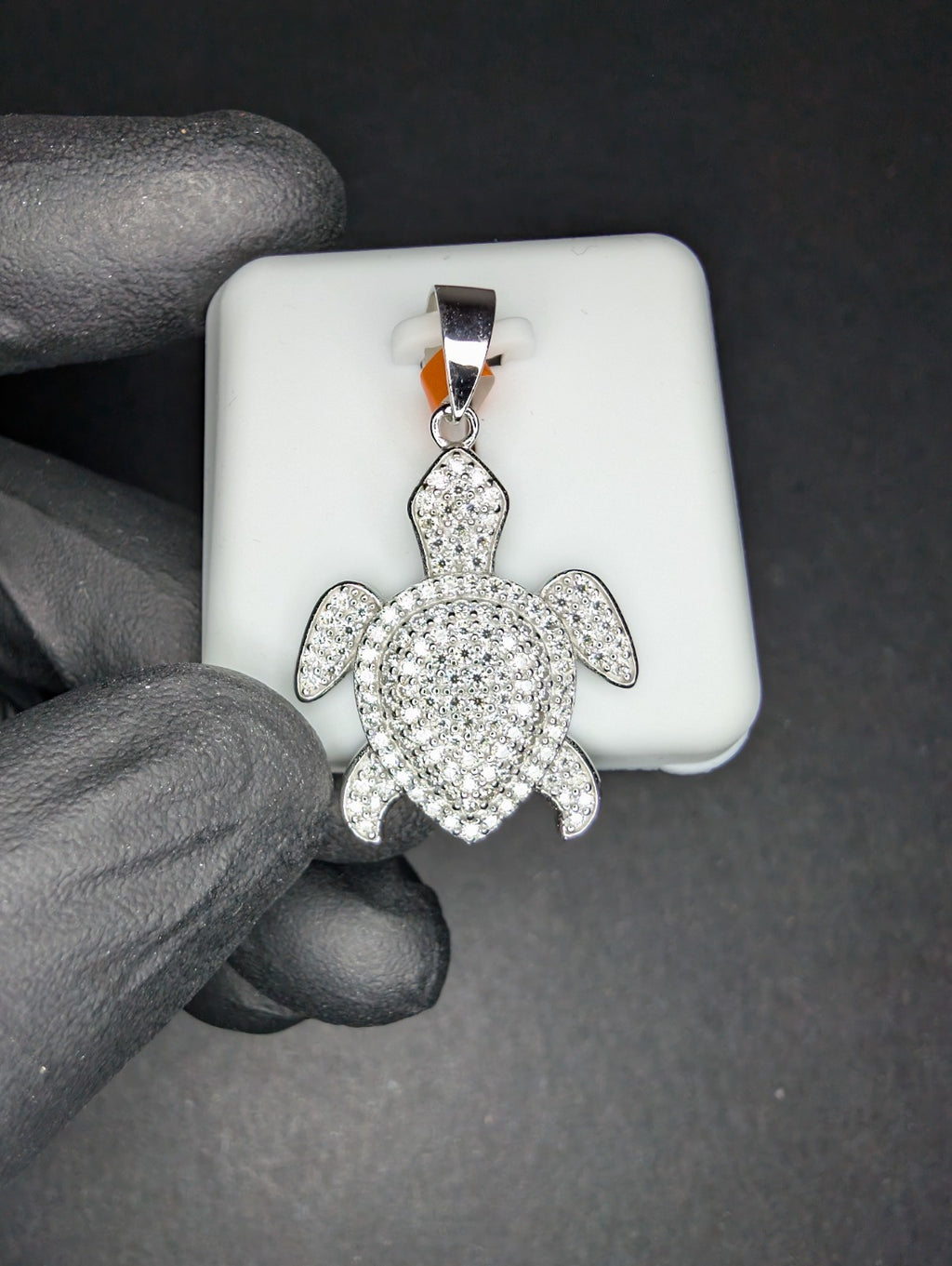 Solid 925 Sterling Silver Iced Out VVS D Moissanite Sea Turtle Pendant