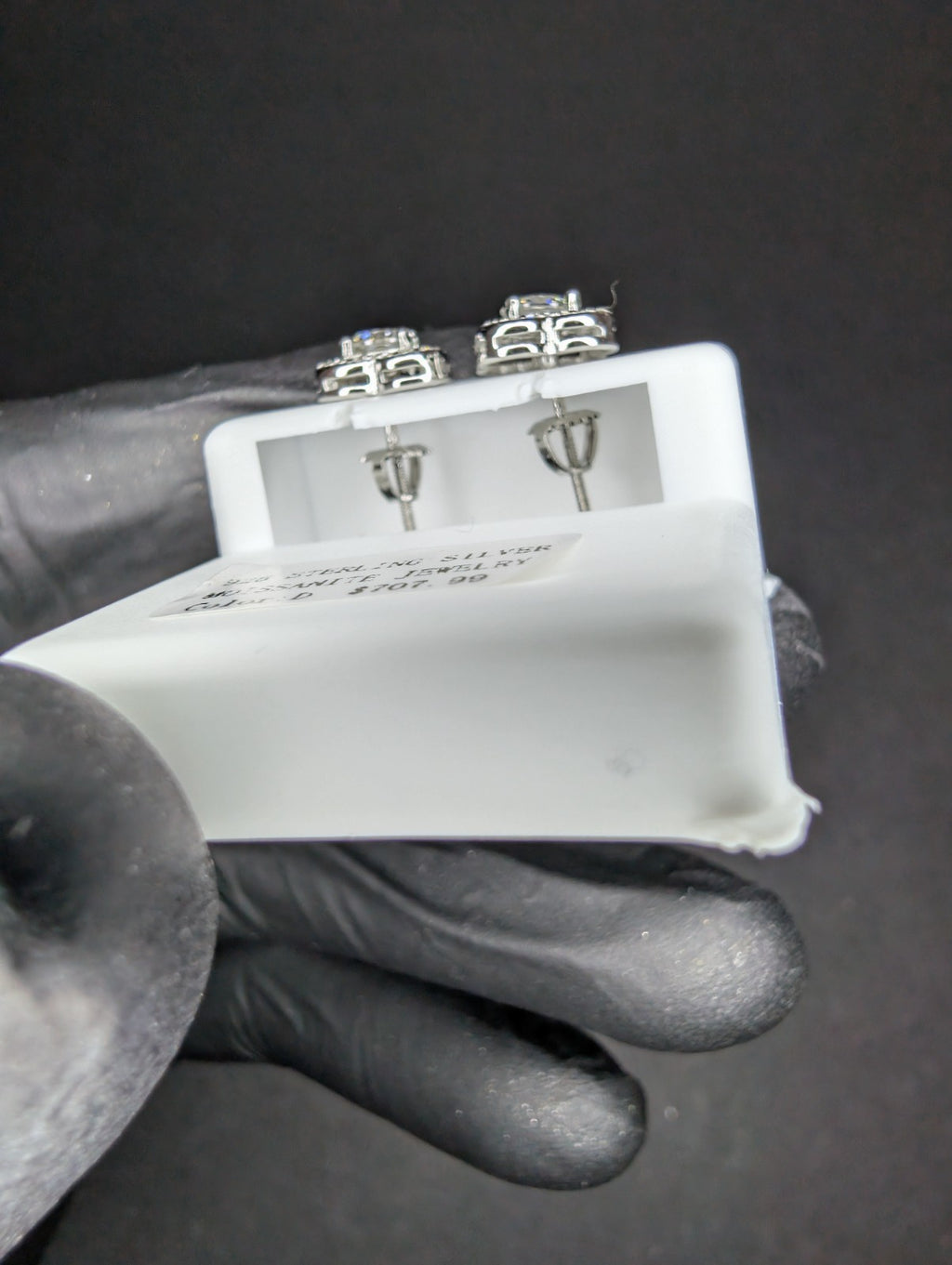 Solid 925 Sterling Silver GRA Certified Moissanite w/ Flower Halo Studs