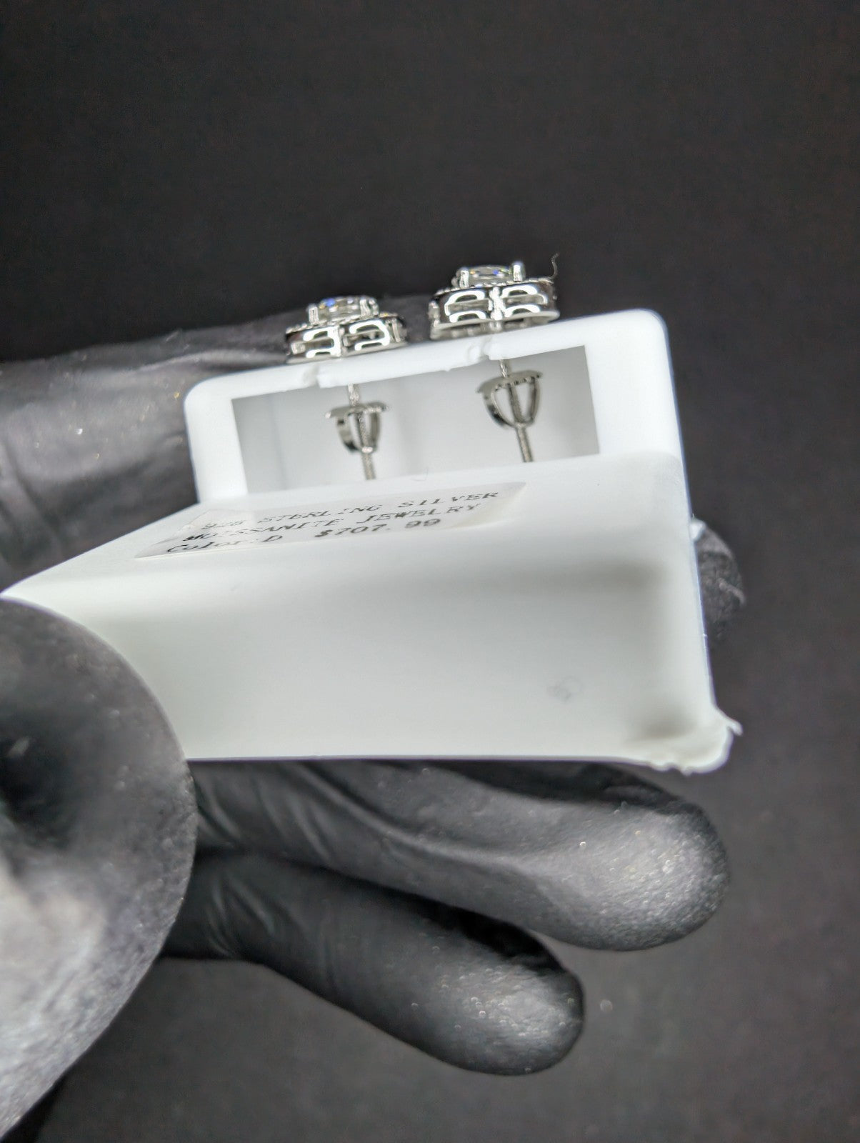 Solid 925 Sterling Silver GRA Certified Moissanite w/ Flower Halo Studs