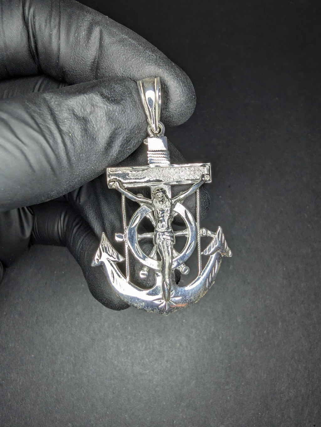 Solid 925 Sterling Silver Mariner's Cross Pendant