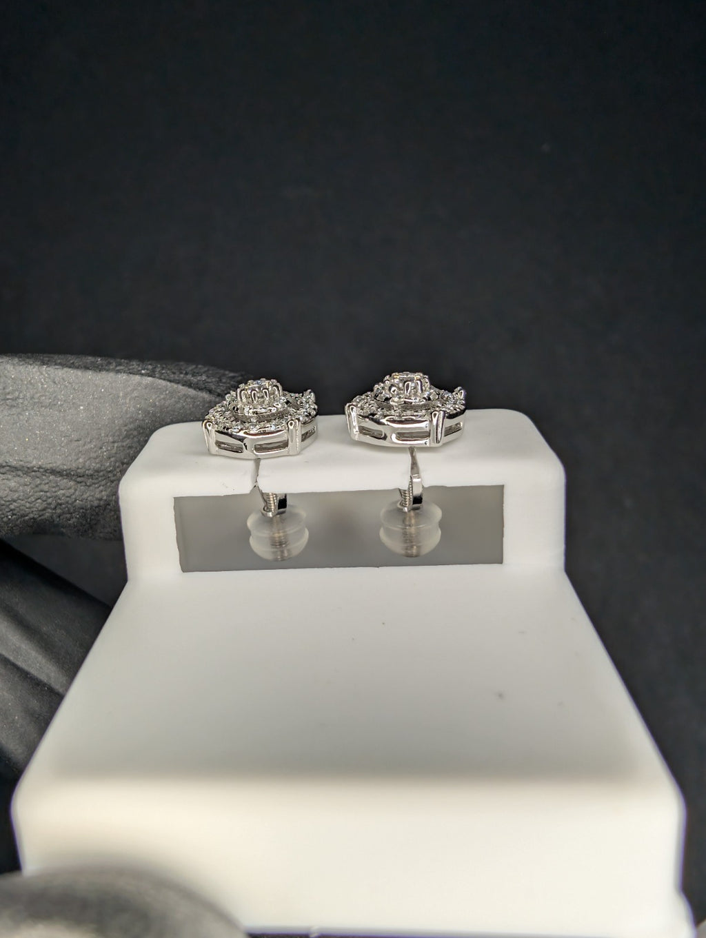 Solid 925 Sterling Silver VVS D Moissanite 9.3mm Step Up Double Halo Studs