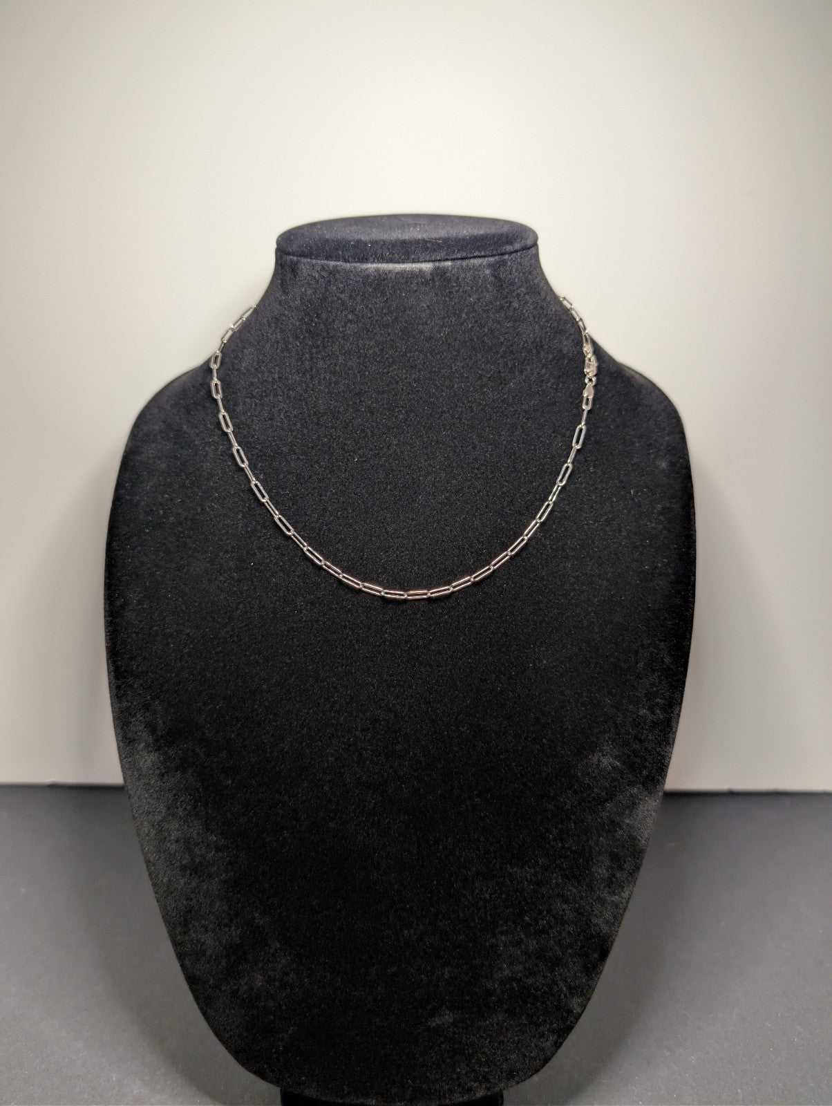 Solid 925 Italian Sterling Silver 18in 3.2mm Paperclip Chain Necklace