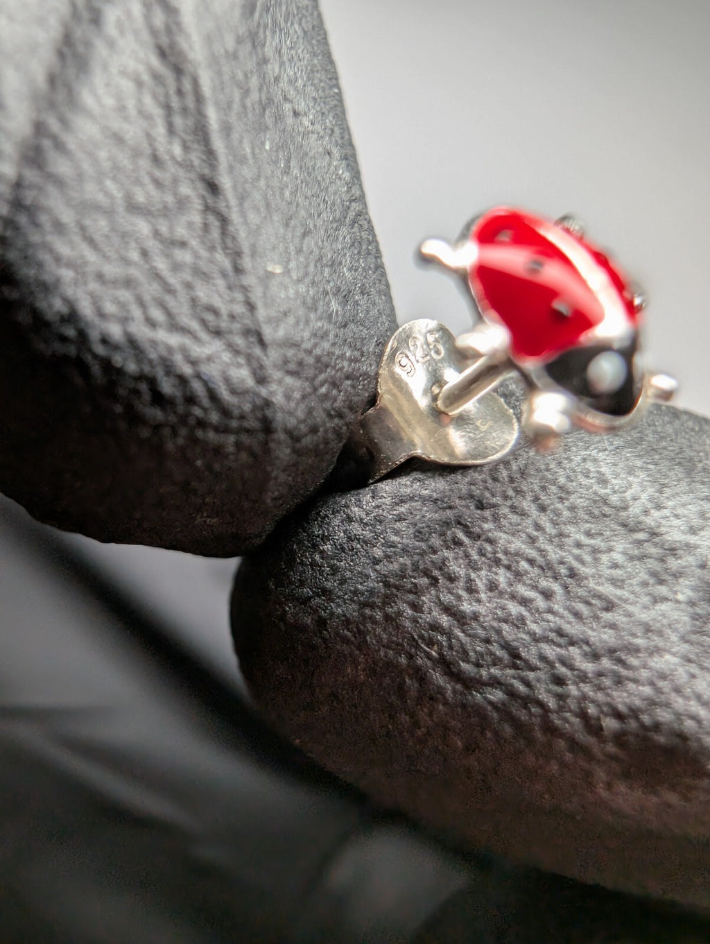 Solid 925 Sterling Silver 6.8mm Ladybug Stud Earrings
