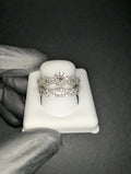 Solid 925 Sterling Silver Baguette and Round Cluster Moissanite Ring Set Size 6
