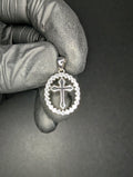 Solid 925 Sterling Silver VVS D Moissanite Cross Medallion Pendant