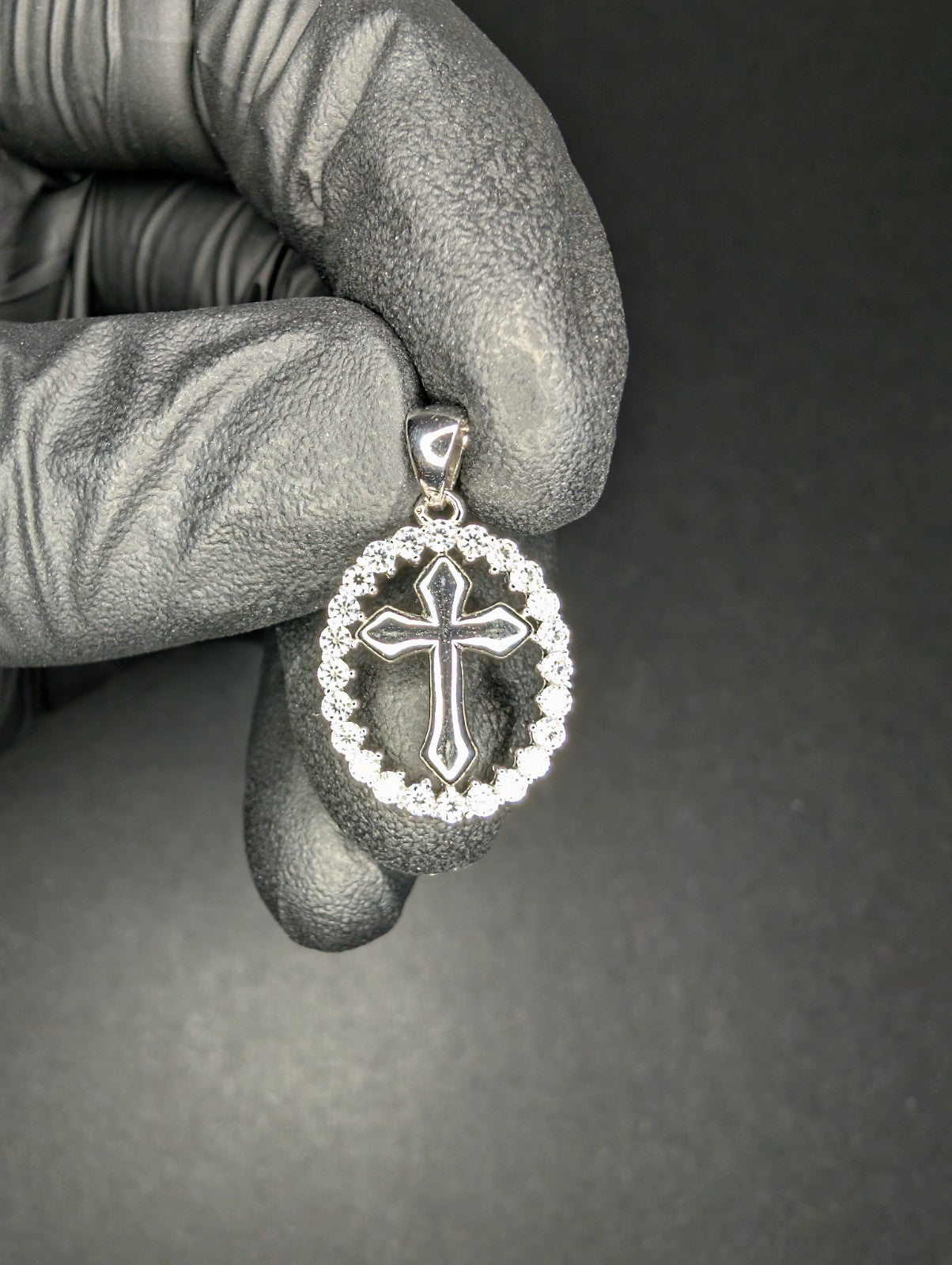 Solid 925 Sterling Silver VVS D Moissanite Cross Medallion Pendant