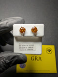 Solid 925 Silver GRA Certified 6mm Orange Moissanite  Solitaire Studs 1.6CTW