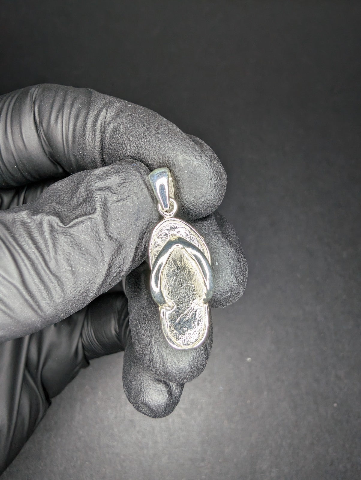 Solid 925 Sterling Silver 3D Chancla / Sandal / Slipper Pendant