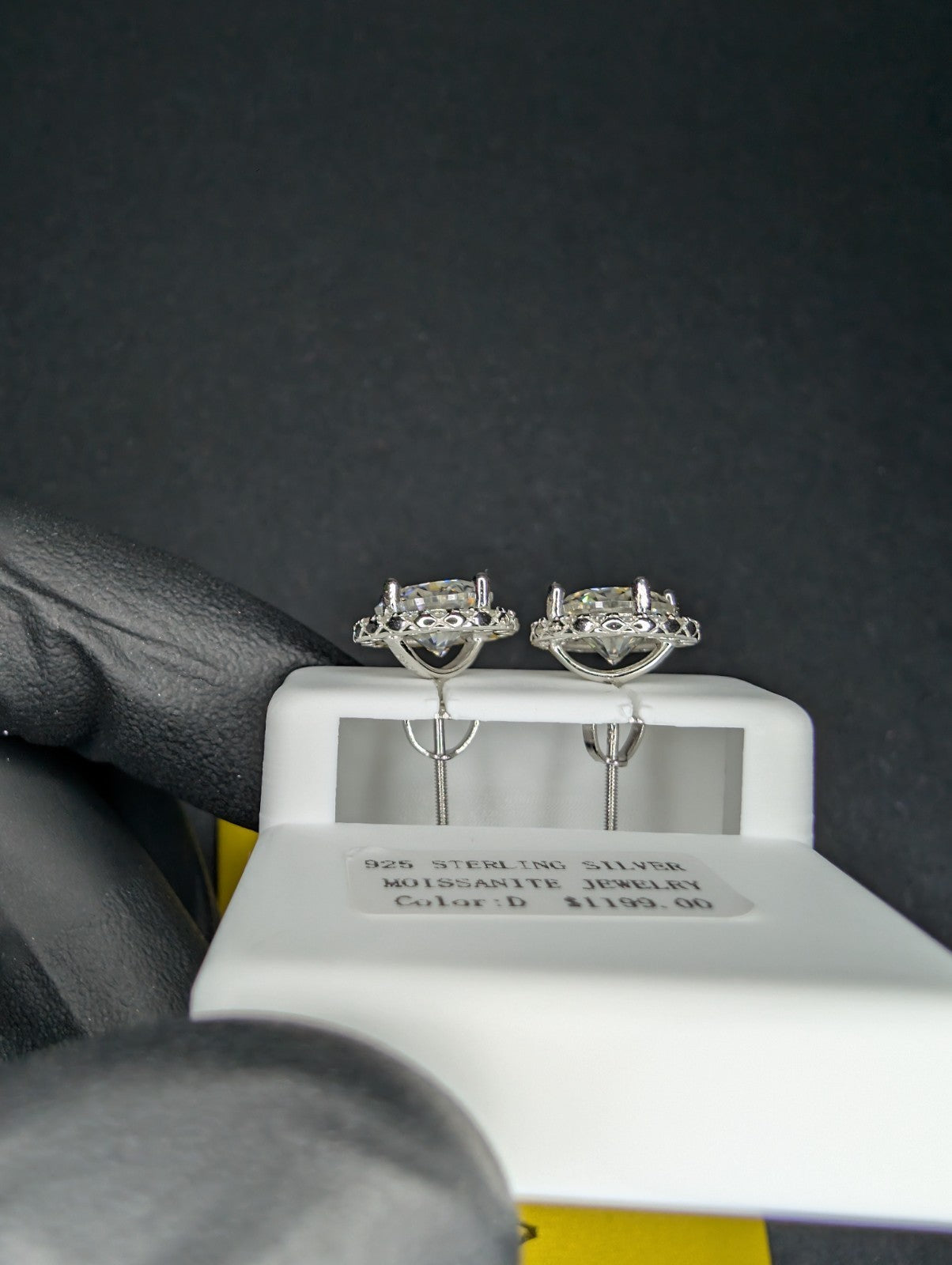 Solid 925 Silver GRA Certified Moissanite 11.2mm Halo Stud Earrrings 4ctw
