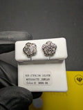 Solid 925 Sterling Silver GRA Certified Black Moissanite 9mm Flower Studs