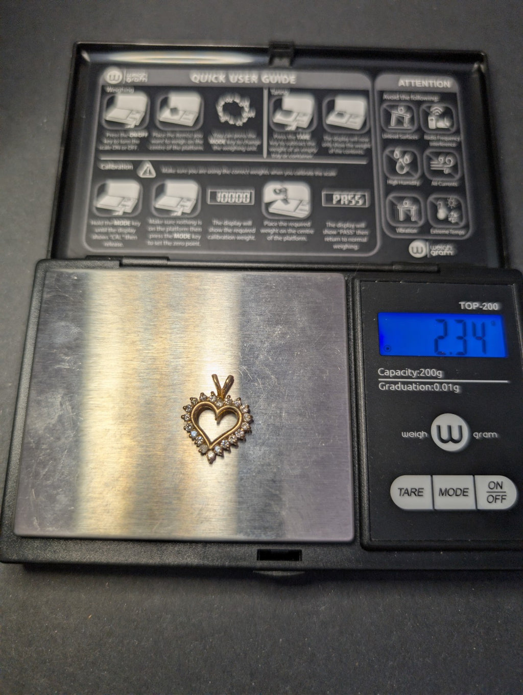 Vintage Solid 10k Yellow Gold Heart Shaped Pendant with .5 CTW Diamond