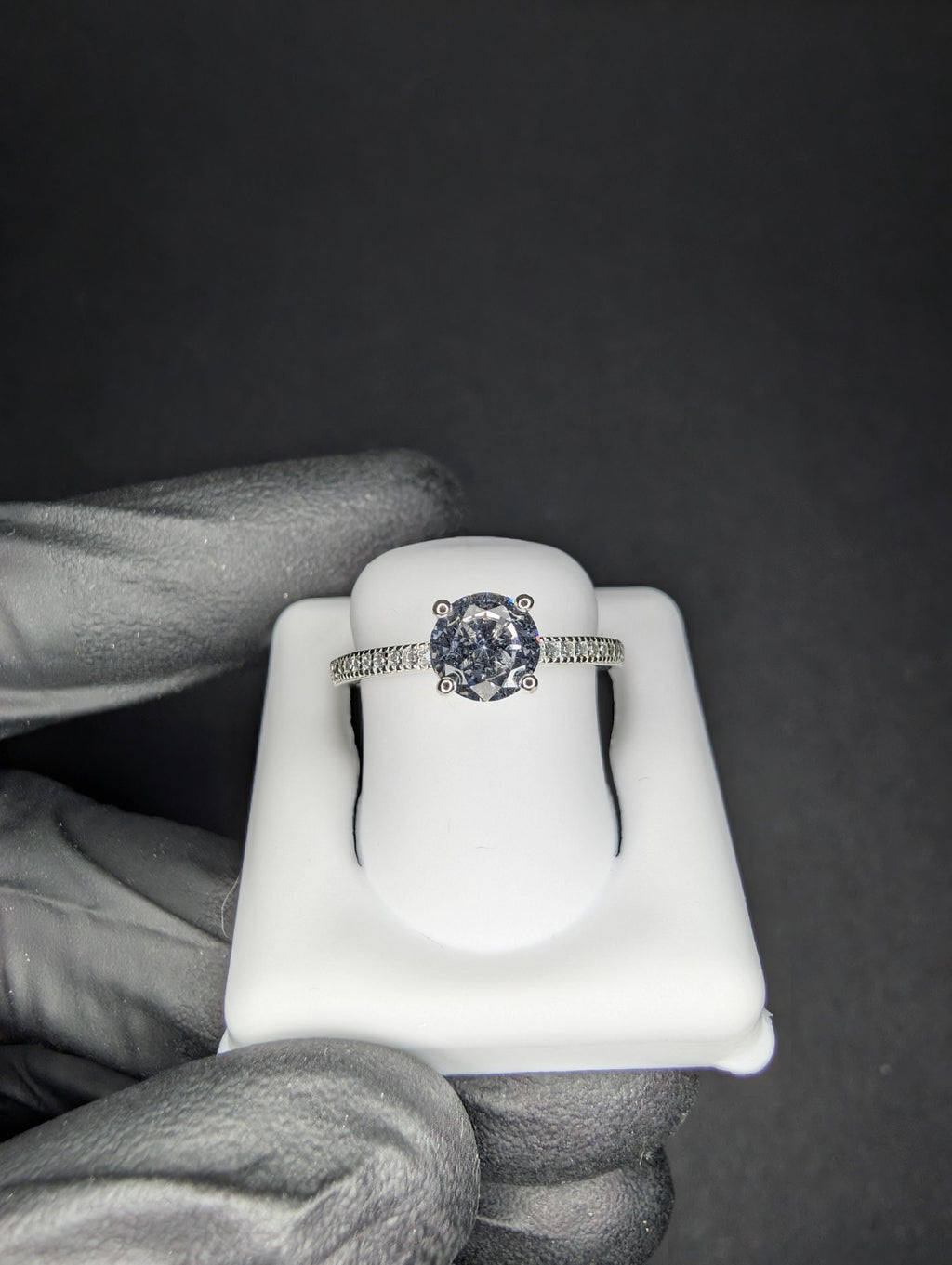 Solid 925 Sterling Silver Round CZ Solitaire with Half Eternity Ring Size 6