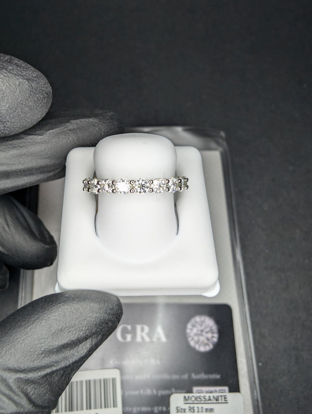 Solid 925 Sterling Silver GRA Certified Moissanite Eternity Band Ring Size 8