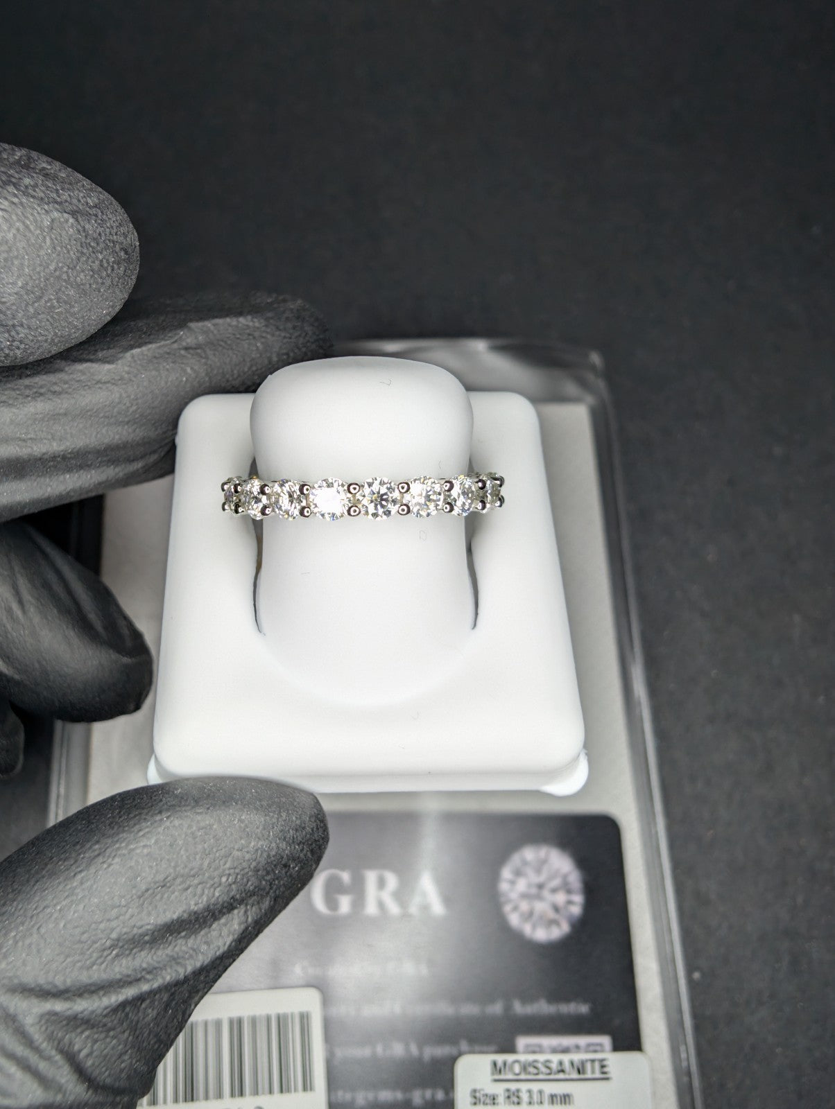 Solid 925 Sterling Silver GRA Certified Moissanite Eternity Band Ring Size 8