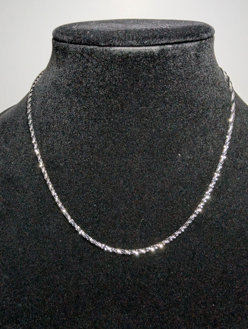 Black Rhodium over Solid 925 Silver 2.2mm 18in Twisted Rock / Sparkle Necklace