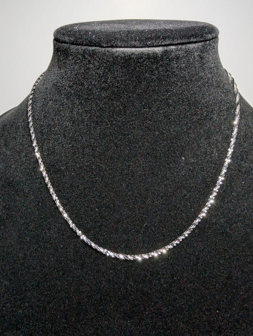 Black Rhodium over Solid 925 Silver 2.2mm 18in Twisted Rock / Sparkle Necklace