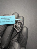 Solid 925 Sterling Silver Iced Out VVS D Moissanite Dancing Stone Heart Pendant