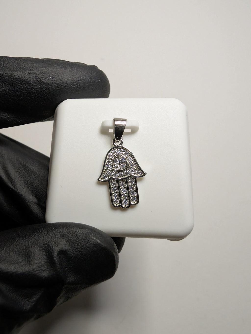 Solid 925 Sterling Silver Icy VVS D Color Moissanite Hamsa Pendant