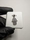 Solid 925 Sterling Silver Icy VVS D Color Moissanite Hamsa Pendant