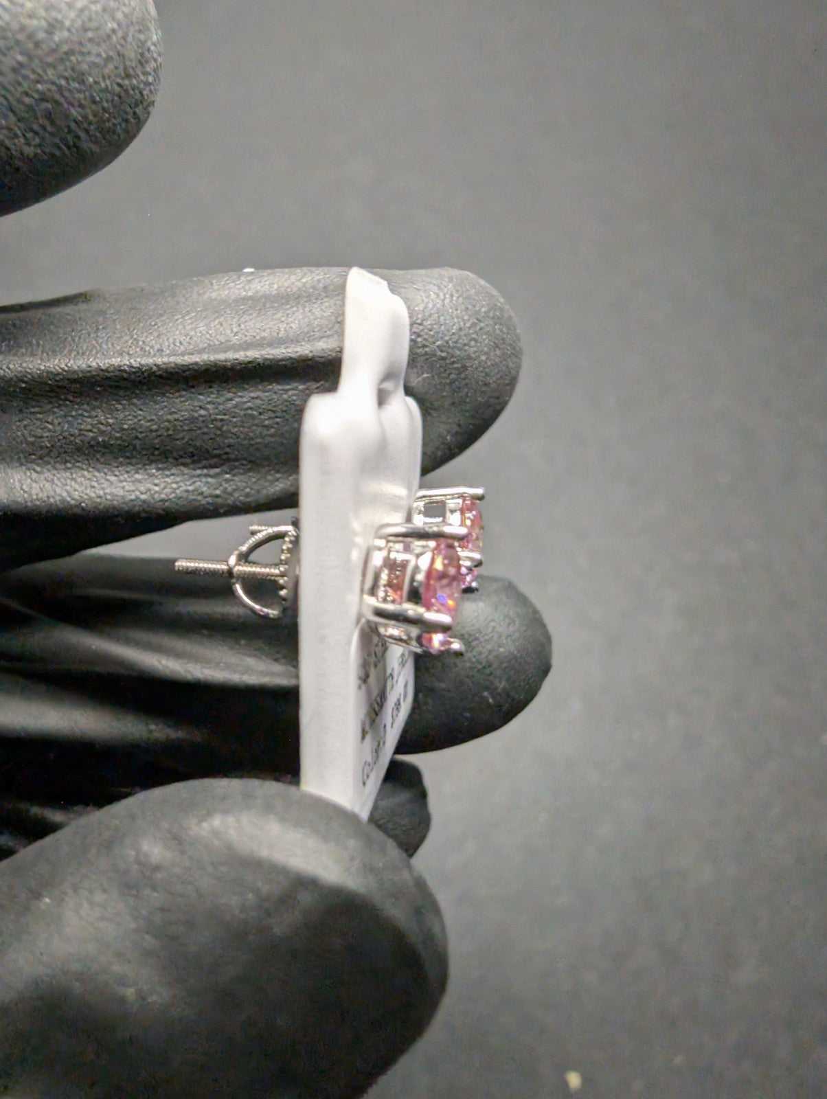 Solid 925 Silver GRA Certified 6mm Vibrant Pink Moissanite Solitaire Studs